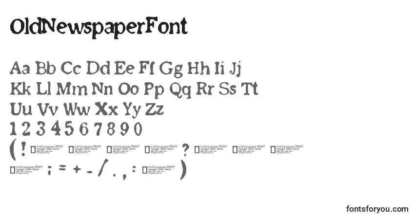 OldNewspaperFont font – alphabet, numbers, special characters