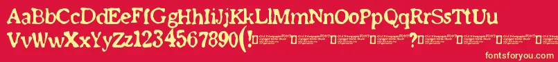 OldNewspaperFont Font – Yellow Fonts on Red Background