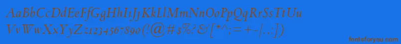 SpectrumMtOsfItalic-Schriftart – Braune Schriften auf blauem Hintergrund