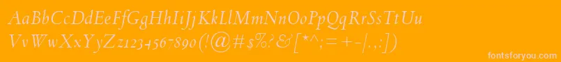 Fonte SpectrumMtOsfItalic – fontes rosa em um fundo laranja