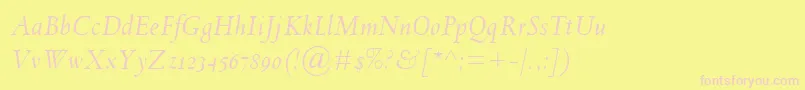 SpectrumMtOsfItalic-fontti – vaaleanpunaiset fontit keltaisella taustalla