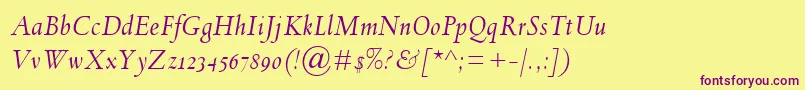 Шрифт SpectrumMtOsfItalic – фиолетовые шрифты на жёлтом фоне
