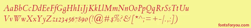 SpectrumMtOsfItalic-fontti – punaiset fontit keltaisella taustalla