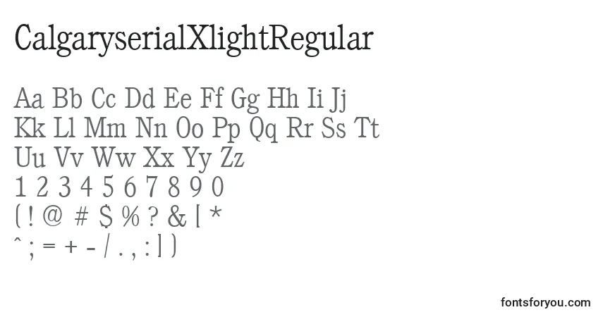 Czcionka CalgaryserialXlightRegular – alfabet, cyfry, specjalne znaki