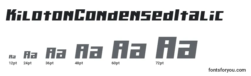 Размеры шрифта KilotonCondensedItalic
