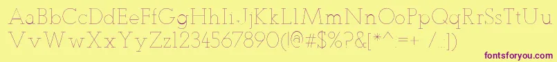 TeletexUltralight Font – Purple Fonts on Yellow Background