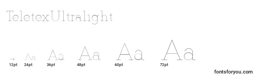 TeletexUltralight Font Sizes