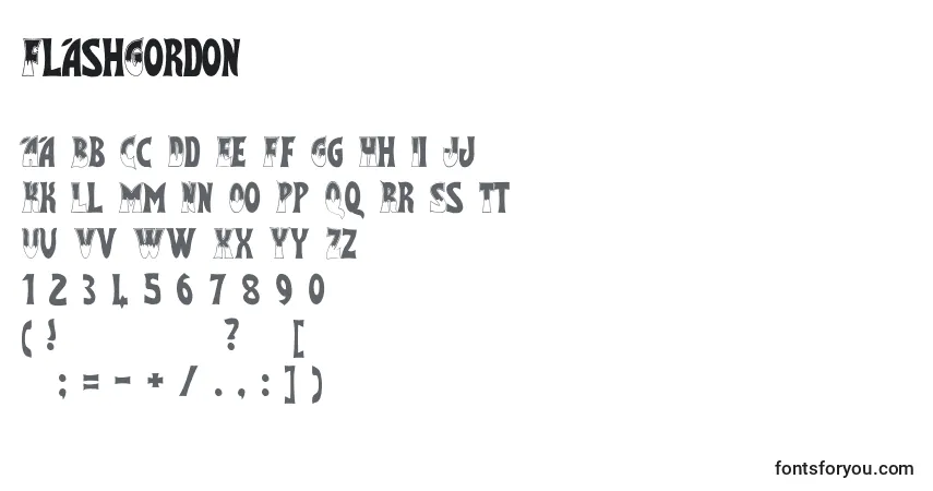 A fonte FlashGordon – alfabeto, números, caracteres especiais