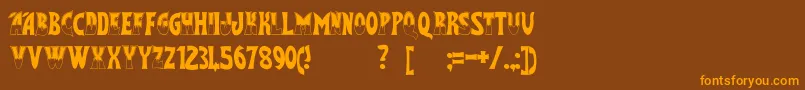 フォントFlashGordon – オレンジ色の文字が茶色の背景にあります。