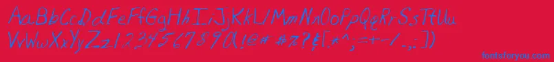 Lehn081 Font – Blue Fonts on Red Background