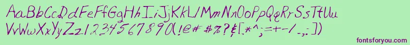 フォントLehn081 – 緑の背景に紫のフォント