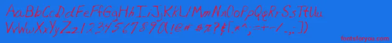 Lehn081 Font – Red Fonts on Blue Background