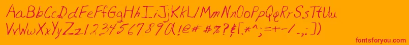 Lehn081-Schriftart – Rote Schriften auf orangefarbenem Hintergrund