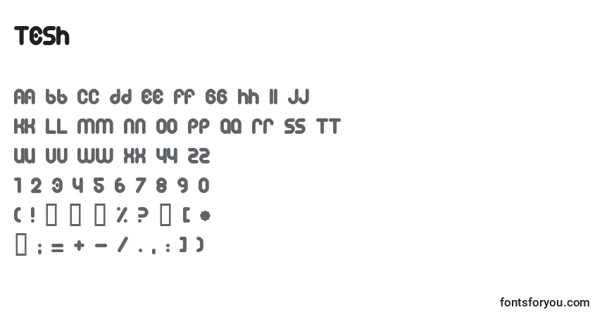 Schriftart Tesh – Alphabet, Zahlen, spezielle Symbole