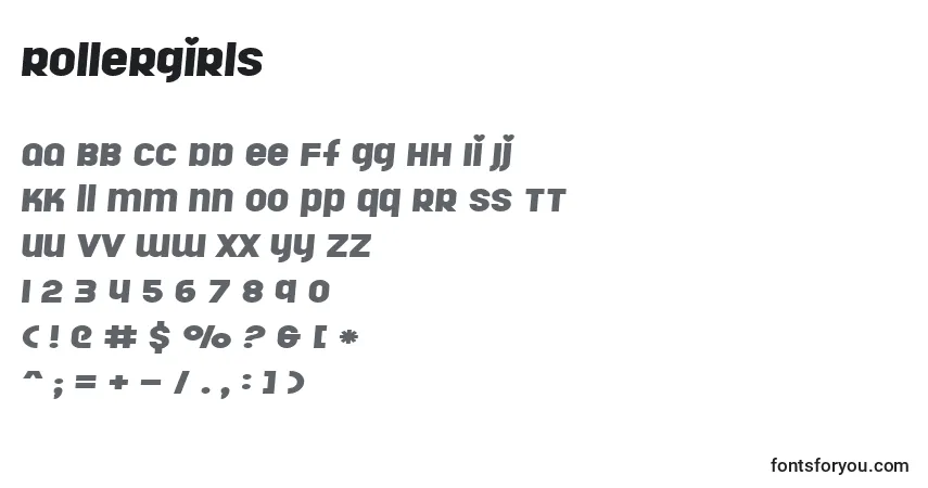 Schriftart Rollergirls – Alphabet, Zahlen, spezielle Symbole