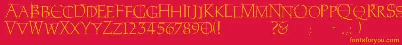 Homerem-Schriftart – Orangefarbene Schriften auf rotem Hintergrund