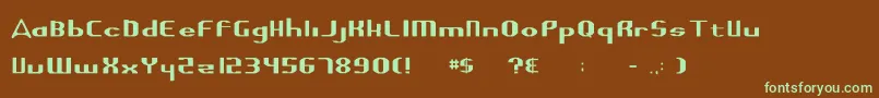 フォントHighguard – 緑色の文字が茶色の背景にあります。