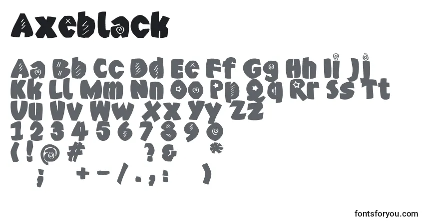 Axeblack-fontti – aakkoset, numerot, erikoismerkit