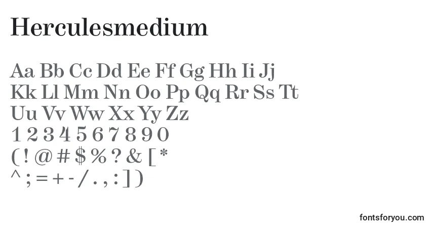 Czcionka Herculesmedium – alfabet, cyfry, specjalne znaki