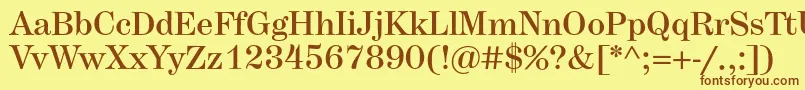 フォントHerculesmedium – 茶色の文字が黄色の背景にあります。