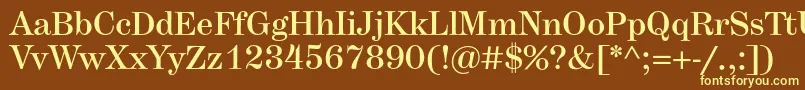 Herculesmedium-fontti – keltaiset fontit ruskealla taustalla