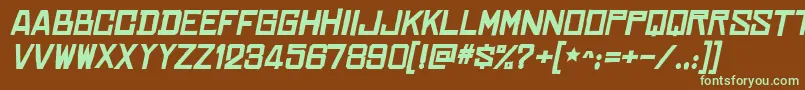 フォントChineserocksxpBolditalic – 緑色の文字が茶色の背景にあります。