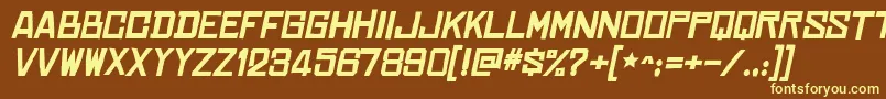 ChineserocksxpBolditalic-fontti – keltaiset fontit ruskealla taustalla