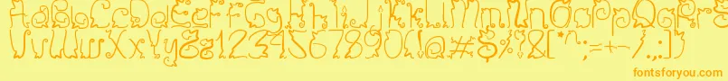 フォントSendy – オレンジの文字が黄色の背景にあります。