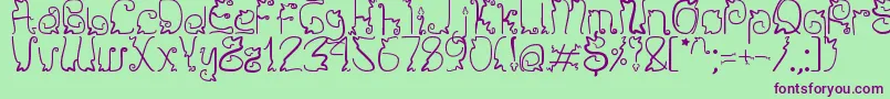 Czcionka Sendy – fioletowe czcionki na zielonym tle