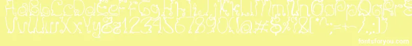 Sendy-Schriftart – Weiße Schriften auf gelbem Hintergrund
