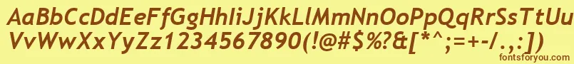 TrebuchetMsBoldItalic Font – Brown Fonts on Yellow Background