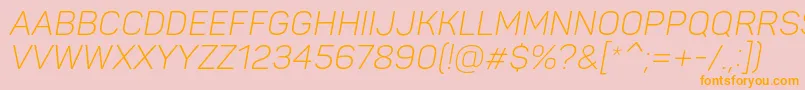 PantonLightitaliccaps-Schriftart – Orangefarbene Schriften auf rosa Hintergrund