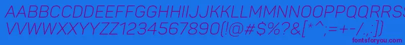 PantonLightitaliccaps Font – Purple Fonts on Blue Background