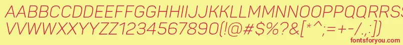 フォントPantonLightitaliccaps – 赤い文字の黄色い背景