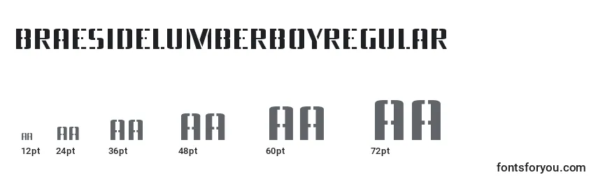 Размеры шрифта BraesidelumberboyRegular