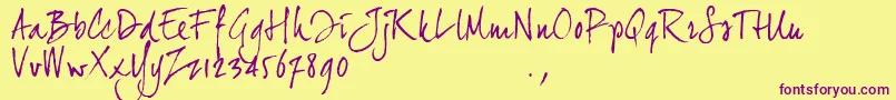 Jh2trial-Schriftart – Violette Schriften auf gelbem Hintergrund