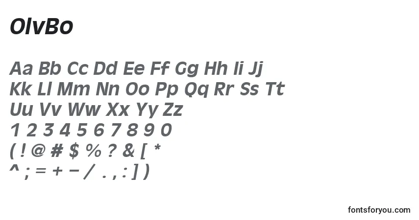 Schriftart OlvBo – Alphabet, Zahlen, spezielle Symbole