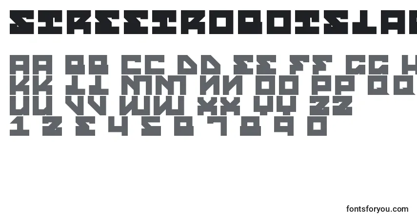 A fonte StreetRobotSlab – alfabeto, números, caracteres especiais