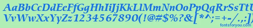 ItcCerigoLtBoldItalic-fontti – siniset fontit vihreällä taustalla