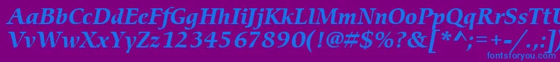 Fonte ItcCerigoLtBoldItalic – fontes azuis em um fundo violeta