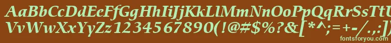ItcCerigoLtBoldItalic-fontti – vihreät fontit ruskealla taustalla