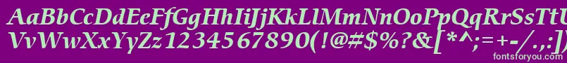 フォントItcCerigoLtBoldItalic – 紫の背景に緑のフォント
