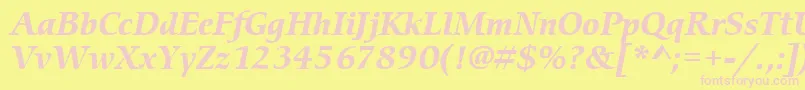 Fonte ItcCerigoLtBoldItalic – fontes rosa em um fundo amarelo