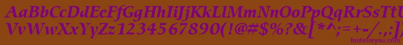 ItcCerigoLtBoldItalic-Schriftart – Violette Schriften auf braunem Hintergrund