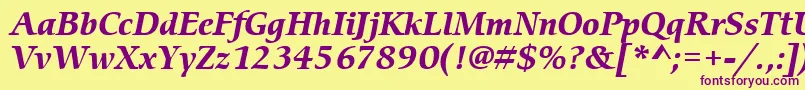 フォントItcCerigoLtBoldItalic – 紫色のフォント、黄色の背景