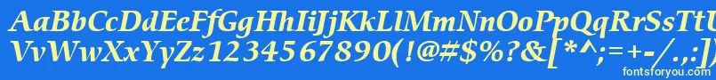 ItcCerigoLtBoldItalic-Schriftart – Gelbe Schriften auf blauem Hintergrund
