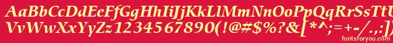 ItcCerigoLtBoldItalic-fontti – keltaiset fontit punaisella taustalla