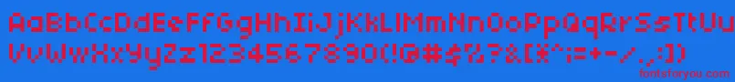04b-fontti – punaiset fontit sinisellä taustalla
