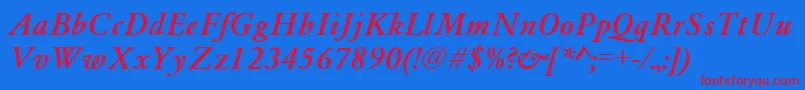 GaramondA.ZPsBoldItalic Font – Red Fonts on Blue Background