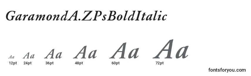 Размеры шрифта GaramondA.ZPsBoldItalic